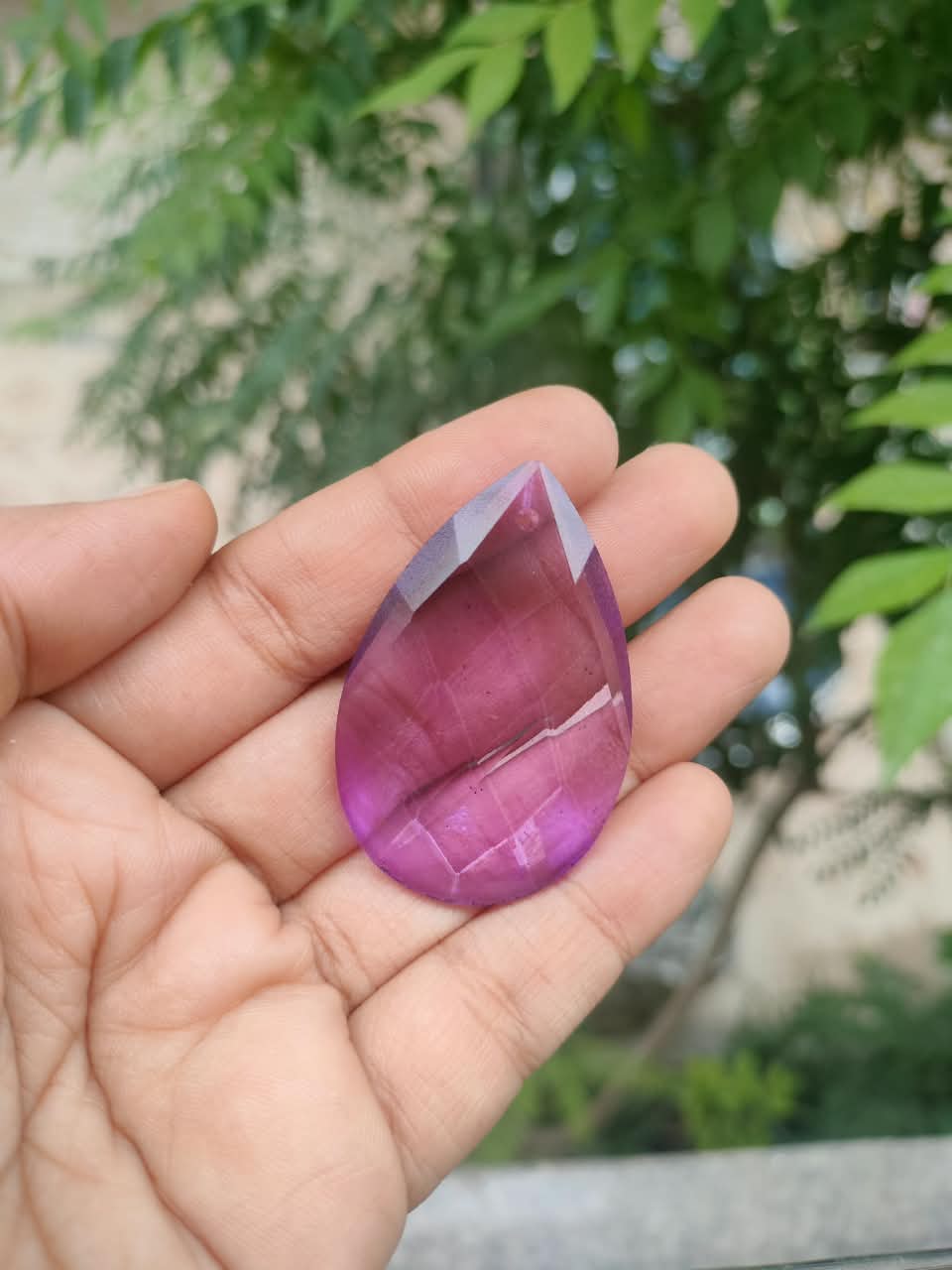 Almond Glass Crystal 50 mm | Lavender Purple