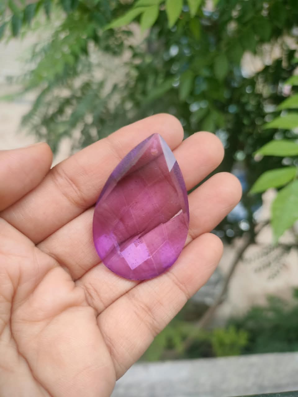 Almond Glass Crystal 50 mm | Lavender Purple