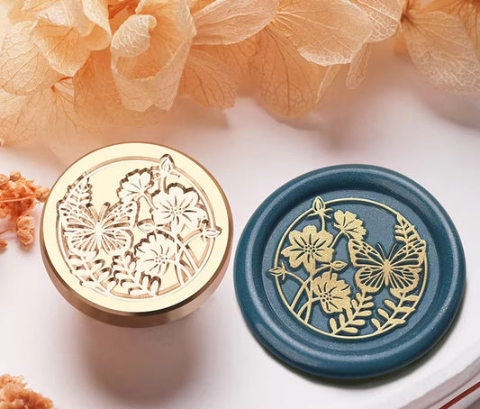 Flower Garden Butterfly Wax Seal Stamp - 25x25 mm