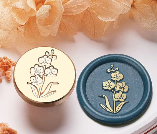 Flower Stem Wax Seal Stamp - 25x25 mm