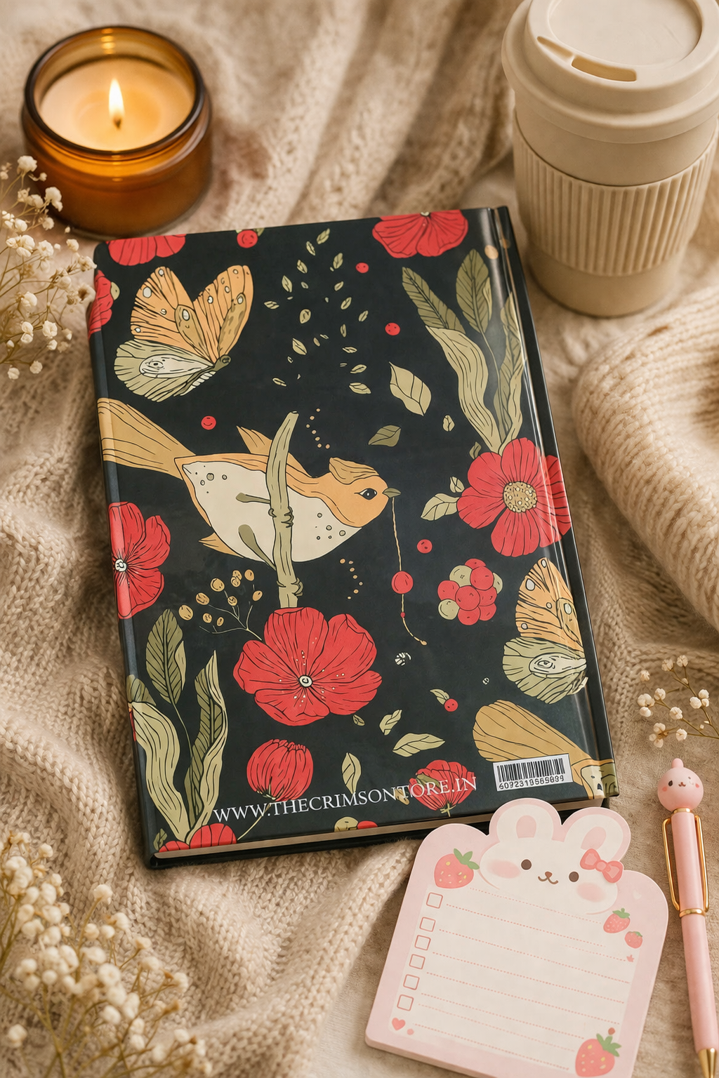 Dream Journal - Black Floral Bird  | A5 | Hard Cover