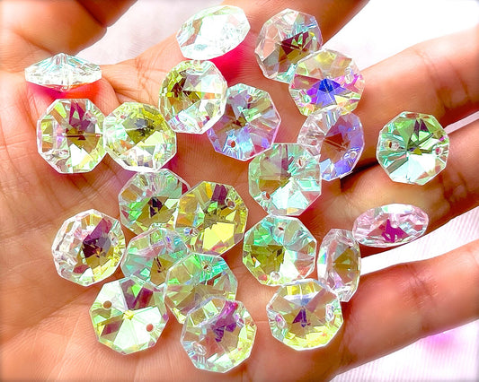 Octagon AB Crystals 14 mm