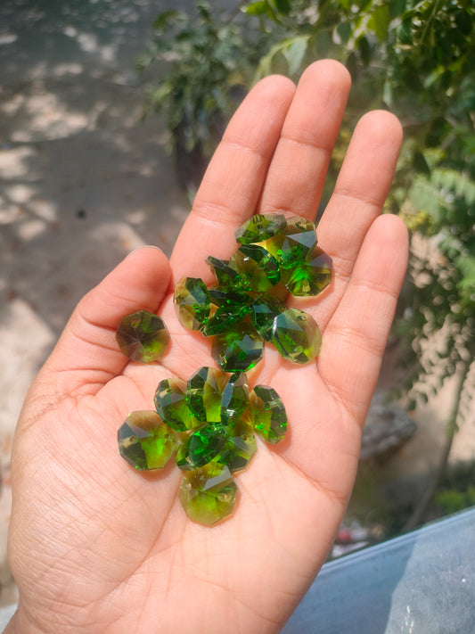 Colored Octagon AB Crystals 14 mm  - dark green