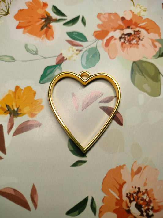 Heart Bezel Gold |Pendant Charm| Resin Alloy Jewelry Making