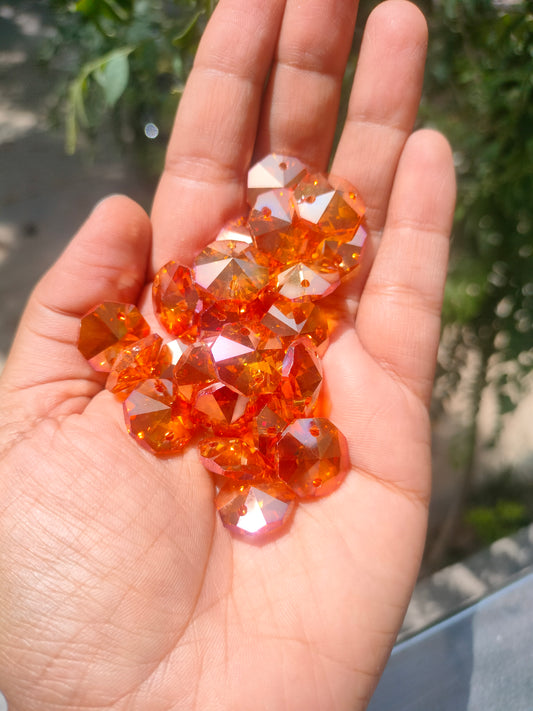 Colored Octagon AB Crystals 14 mm  - burgundy