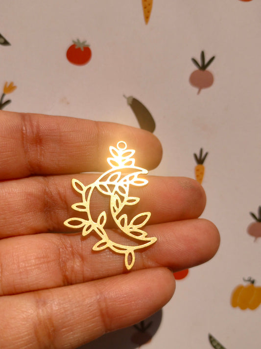 Cresent Laser Cut Earring Charms,   Moon Charms, Abstract Leaf Cut Out Charm