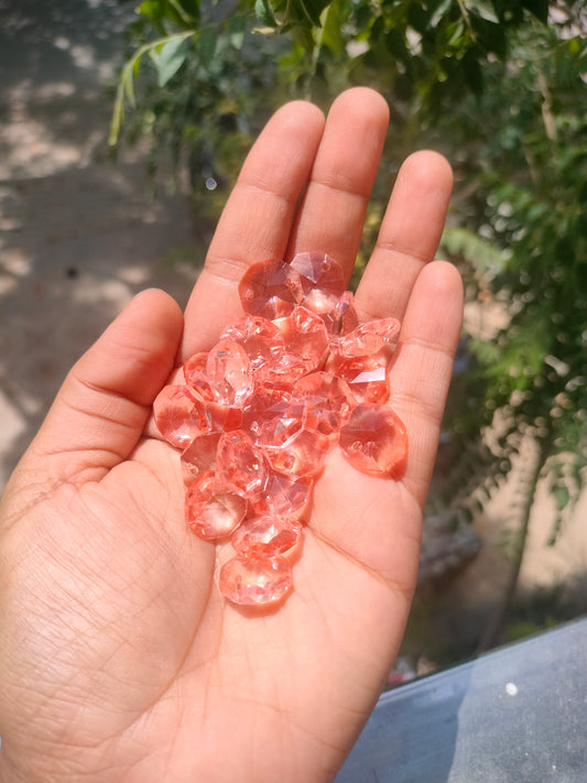 Colored Octagon AB Crystals 14 mm  - Peach