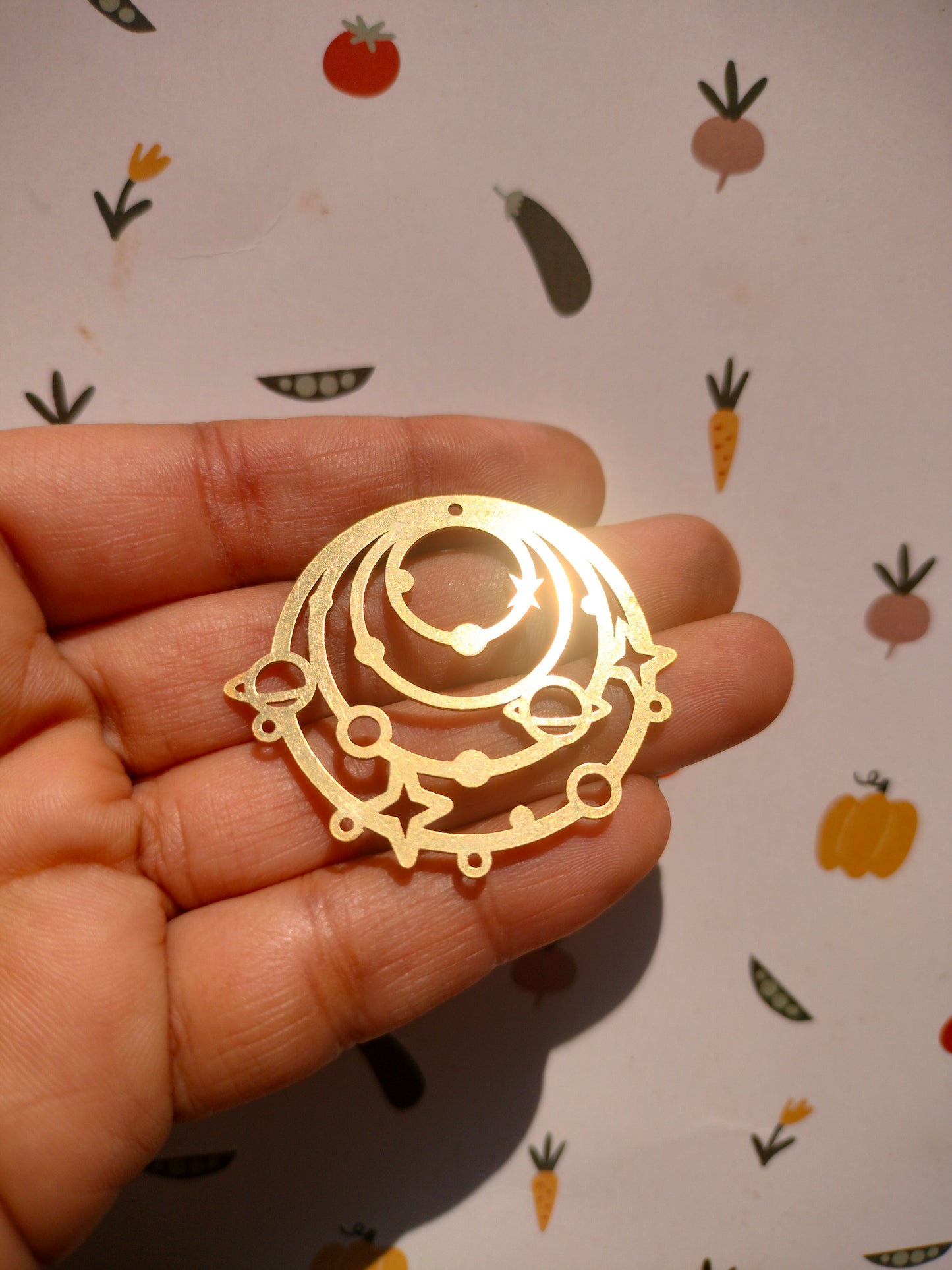 Celestial Earring Charm, Quadruple Ring Connector, Planet North Star Earring, Saturn Pendant