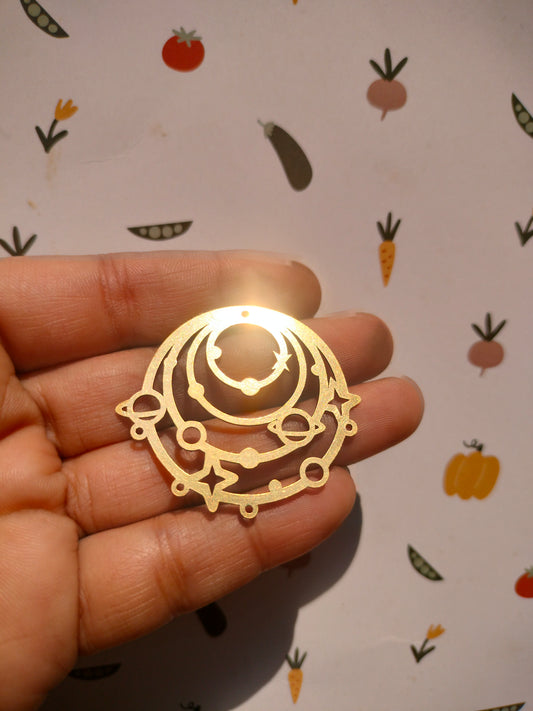 Celestial Earring Charm, Quadruple Ring Connector, Planet North Star Earring, Saturn Pendant