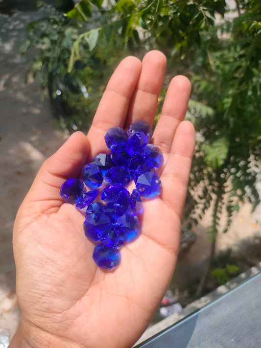 Colored Octagon AB Crystals 14 mm  - Blue