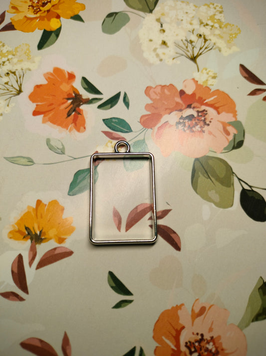 Square Bezel Silver |Pendant Charm| Resin Alloy Jewelry Making