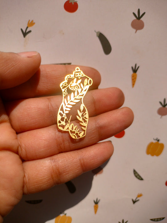 Plant Woman Earring, Geometric Earring Charm, Flower Branch Pendant