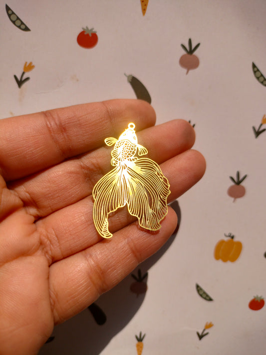 China Carp Charm, Textured fish Earring Charm,  Fish Tail Charm