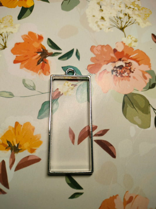 Rectangle Bezel Silver |Pendant Charm| Resin Alloy Jewelry Making