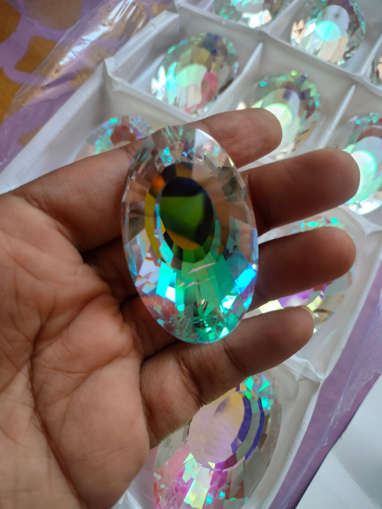 Oval Drop AB Suncatcher crystals