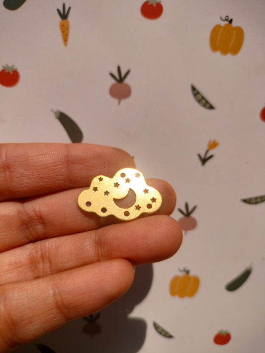 Celestial Cloud Lasercut Earring, Abstract Crescent Moon Stars,  Cutout Charm