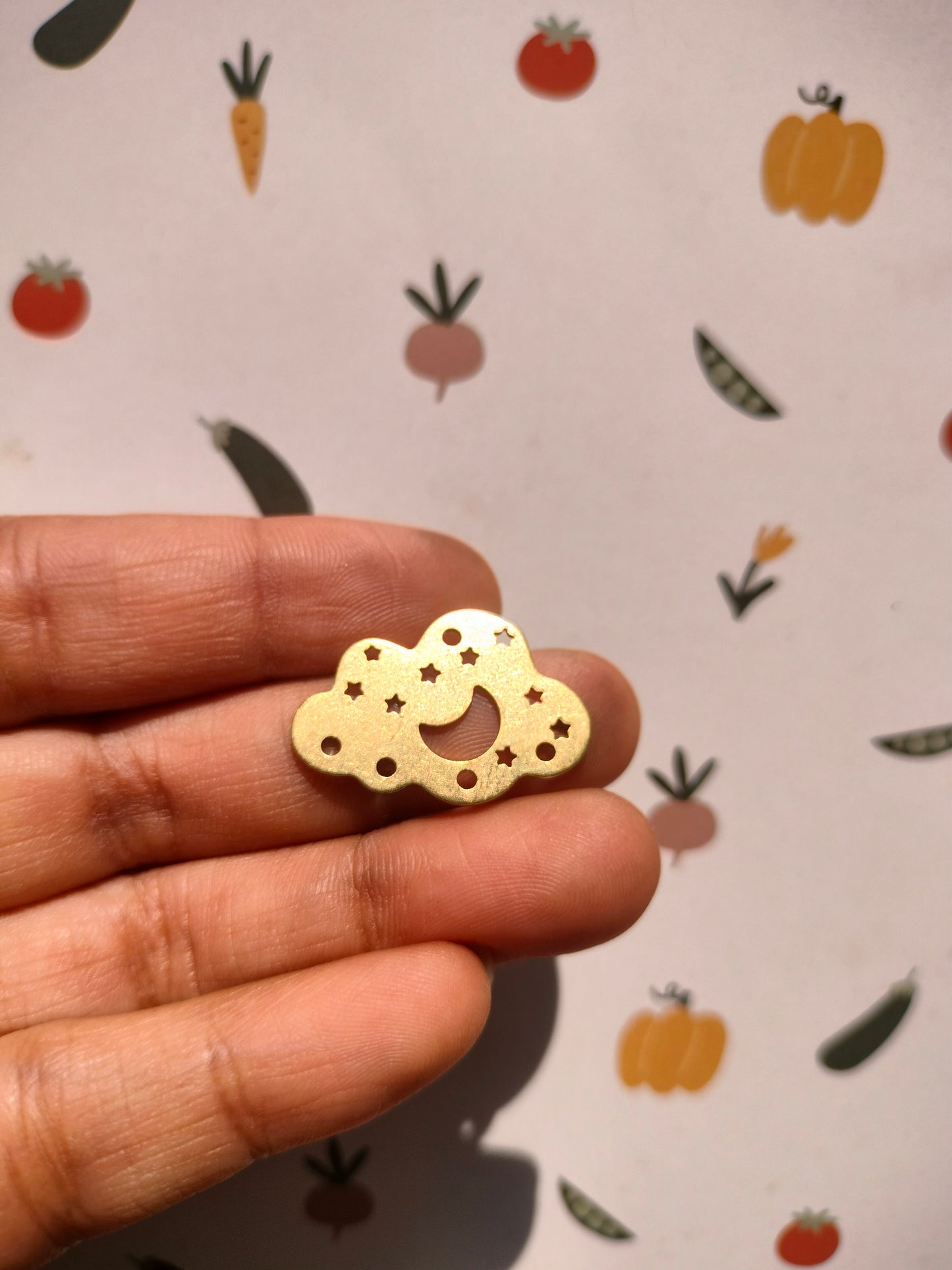 Celestial Cloud Lasercut Earring, Abstract Crescent Moon Stars,  Cutout Charm